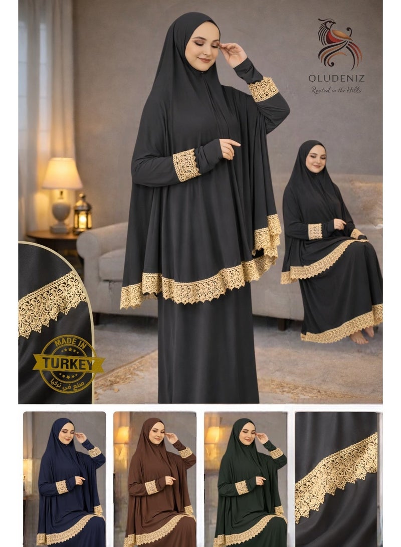 OLUDENIZ Women’s Two-Piece Prayer Dress – Cool Lycra Fabric – Full Modest Coverage – Fits Most Sizes – Turkish Quality – Perfect Gift Option - Image 2